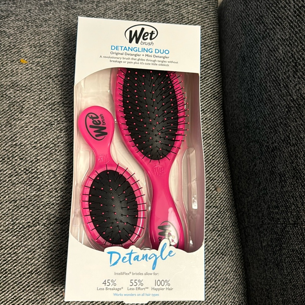 Wet Brush Detangling Hair Brush Set, Original Detangler & Mini Combo, Pink -